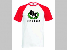 Hardcore - HC United - pánske dvojfarebné červenobiele tričko 100%bavlna značka Fruit of The Loom